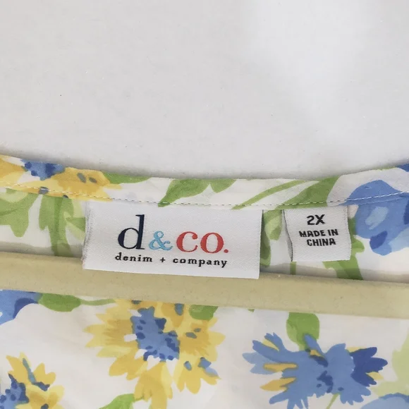 DENIM&COMPANY Floral Blouse WOMENS SPRING BLUE floral Long Sleeve Top 2… - Picture 3 of 9